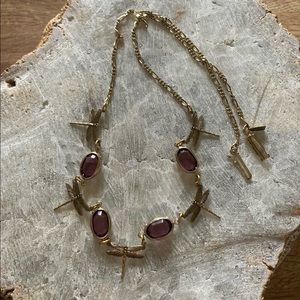 Vintage Sadie Greens Brass Tone Dragonfly Necklace